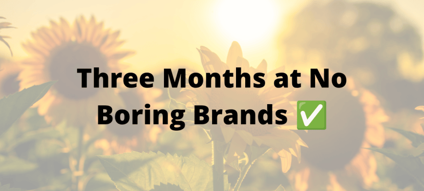 Three Months at No Boring Brands ✅